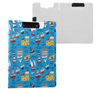 JUMBEAR Sea Sailboat Clipboard A4 with Double Clips,Foldover Clip Board with Cover,Lightweight Personal Organiser Suitable forfor Hospital Office School Business Classroom Supplies