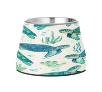 JUMBEAR Sea Turtle Anti slip Dog Bowls,Stainless Steel Cat Bowls,Cute Pet Bowls for Medium/Small Size Dogs