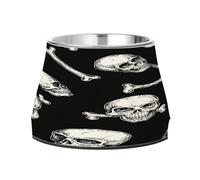 JUMBEAR Skull and Bones Anti slip Dog Bowls,Stainless Steel Cat Bowls,Cute Pet Bowls for Medium/Small Size Dogs