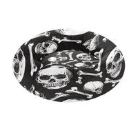 JUMBEAR Skull and Bones Calming Dog Cat Donut Bed -Plush Puppy Kitten Cuddler Round Bed, Warm and Soft Pet Beds with Non-Slip Bottom and Washable-XS