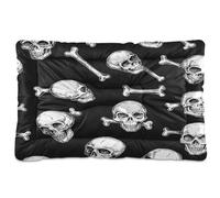 JUMBEAR Skull and Bones Pet Bed,Non Slip Bottom Dog Crate Mattress Cat Dog Mat,Soft Comfortable Pet Cat Beds for Cats and Dogs Sleeping 36x24in