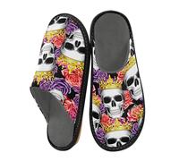 JUMBEAR Skulls Adorned with Golden Crowns Memory Foam Slippers Slip on Anti-Skid Sole Bedroom House Slippers of Women Men-28