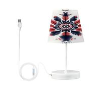 JUMBEAR Small Eye Care Table Lamp,Native American Tapestry Patterns Bedside Lamps Nightstand Lamps with Flaxen Fabric Shade for Kids Room Living Room Office Desk-M