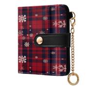 JUMBEAR Snowflake Red Black Buffalo Grid Pattern Purses for Women,RFID Blocking PU Leather Wallet for Women,Zipper Coin Purse with Multiple Card Slots and Roomy Compartment