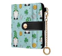 JUMBEAR St. Patrick's Day Cute Gnomes Purses for Women,RFID Blocking PU Leather Wallet for Women,Zipper Coin Purse with Multiple Card Slots and Roomy Compartment