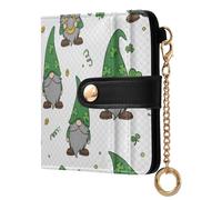 JUMBEAR St. Patrick's Day Cute Gnomes Purses for Women,RFID Blocking PU Leather Wallet for Women,Zipper Coin Purse with Multiple Card Slots and Roomy Compartment