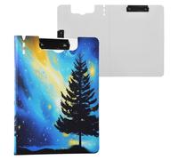 JUMBEAR Starry Sky Under The Dreamy Sky Clipboard A4 with Double Clips,Foldover Clip Board with Cover,Lightweight Personal Organiser Suitable forfor Hospital Office School Business Classroom Supplies