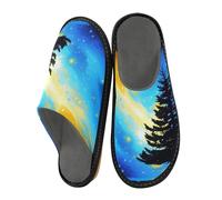 JUMBEAR Starry Sky under The Dreamy Sky Memory Foam Slippers Slip on Anti-Skid Sole Bedroom House Slippers of Women Men-26