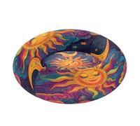 JUMBEAR Sun and Moon Calming Dog Cat Donut Bed -Plush Puppy Kitten Cuddler Round Bed, Warm and Soft Pet Beds with Non-Slip Bottom and Washable-XS