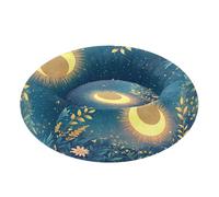 JUMBEAR Sun and Moon Calming Dog Cat Donut Bed -Plush Puppy Kitten Cuddler Round Bed, Warm and Soft Pet Beds with Non-Slip Bottom and Washable-XS