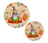 JUMBEAR Thanksgiving Gnome and Pumpkins Potholders Set Trivets Set 2PCS,Pure Cotton Thread Weave Hot Pot Holders Set,Stylish Coasters, Hot Pads, Hot Mats,Spoon Rest For Cooking and Baking