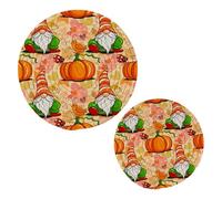 JUMBEAR Thanksgiving Gnome and Pumpkins Potholders Set Trivets Set 2PCS,Pure Cotton Thread Weave Hot Pot Holders Set,Stylish Coasters, Hot Pads, Hot Mats,Spoon Rest For Cooking and Baking