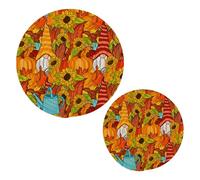 JUMBEAR Thanksgiving Gnome and Pumpkins Potholders Set Trivets Set 2PCS,Pure Cotton Thread Weave Hot Pot Holders Set,Stylish Coasters, Hot Pads, Hot Mats,Spoon Rest For Cooking and Baking
