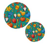 JUMBEAR Thanksgiving Gnome and Pumpkins Potholders Set Trivets Set 2PCS,Pure Cotton Thread Weave Hot Pot Holders Set,Stylish Coasters, Hot Pads, Hot Mats,Spoon Rest For Cooking and Baking