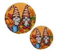 JUMBEAR Thanksgiving Gnome Potholders Set Trivets Set 2PCS,Pure Cotton Thread Weave Hot Pot Holders Set,Stylish Coasters, Hot Pads, Hot Mats,Spoon Rest For Cooking and Baking