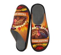 JUMBEAR Thanksgiving Turkey Memory Foam Slippers Slip on Anti-Skid Sole Bedroom House Slippers of Women Men-30