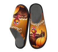 JUMBEAR Thanksgiving Turkey Memory Foam Slippers Slip on Anti-Skid Sole Bedroom House Slippers of Women Men-27