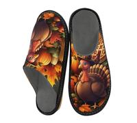 JUMBEAR Thanksgiving Turkey Memory Foam Slippers Slip on Anti-Skid Sole Bedroom House Slippers of Women Men-28