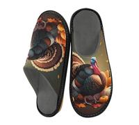 JUMBEAR Thanksgiving Turkey Memory Foam Slippers Slip on Anti-Skid Sole Bedroom House Slippers of Women Men-26