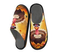 JUMBEAR Thanksgiving Turkey Memory Foam Slippers Slip on Anti-Skid Sole Bedroom House Slippers of Women Men-27