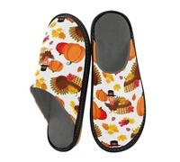 JUMBEAR Thanksgiving Turkey Memory Foam Slippers Slip on Anti-Skid Sole Bedroom House Slippers of Women Men-30