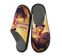 JUMBEAR Thanksgiving Turkey Memory Foam Slippers Slip on Anti-Skid Sole Bedroom House Slippers of Women Men-27