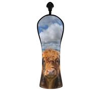 JUMBEAR Three Cute Highland Cows Golf Club Head Cover for Driver/Fairway Woods/Hybrid,1Pack PU Leather Golf Headcover with Number Tag