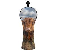 JUMBEAR Three Highland Cows Golf Club Head Cover for Driver/Fairway Woods/Hybrid,1Pack PU Leather Golf Headcover with Number Tag
