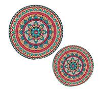 JUMBEAR Trivets for Hot Pots and Pans and Pot Holders 2PCS - Cotton Rope Round Mats, Hot Pads for Kitchens, Coasters, Placemats, Spoon Rest for Cooking and Baking-Pakistani Mandala