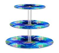 JUMBEAR Turtle with Colorful Halo Cupcake Stand,3-Tier Acrylic Cupcake Display Stand Dessert Tower Pastry Stand Premium Cupcake Holder for Baby Shower Wedding Birthday Party