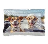 JUMBEAR Two Happy Dogs Getting Married Pet Bed,Non Slip Bottom Dog Crate Mattress Cat Dog Mat,Soft Comfortable Pet Cat Beds for Cats and Dogs Sleeping 36x24in