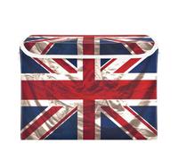 JUMBEAR Union Jack Collapsible Storage Bins With Lids,Foldable Fabric Storage Boxes,Storage Basket Closet Bin for Christmas Decorations