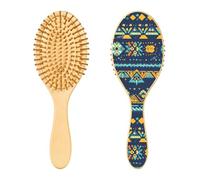 JUMBEAR Vintage Floral Knit Style Pattern Hair Brush,Massaging Scalp Wooden Bamboo Paddle Hairbrush for All Hairstyles,Reducing Tangle & Hair Breakage, Promoting Hair Growth