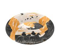 JUMBEAR Vintage Western Cowboy Calming Dog Cat Donut Bed -Plush Puppy Kitten Cuddler Round Bed, Warm and Soft Pet Beds with Non-Slip Bottom and Washable-S