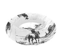 JUMBEAR Vintage Western Cowboy Calming Dog Cat Donut Bed -Plush Puppy Kitten Cuddler Round Bed, Warm and Soft Pet Beds with Non-Slip Bottom and Washable-S