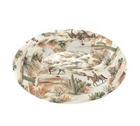 JUMBEAR Vintage Western Cowboy Calming Dog Cat Donut Bed -Plush Puppy Kitten Cuddler Round Bed, Warm and Soft Pet Beds with Non-Slip Bottom and Washable-S