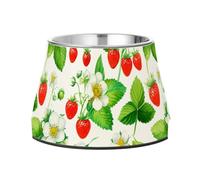 JUMBEAR Watercolor Strawberries Dog Bowls,Stainless Steel Cat Bowls,Pet Supplies Great for Dog & Cat Water And Food-Detachable