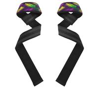 JUMBEAR Weight Lifting Straps Mardi Gras Colored Feathers Support Padded Neoprene for Bodybuilding Weightlifting Workout,Soft Cotton, Strength Training Gym Fitness