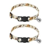 JUMBEAR Western Desert Cowboy Dog Collar With Bell 2-Pack,Soft Adjustable Puppy Collar Pet Collars for Small Medium Dogs and Cats