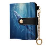 JUMBEAR Whales are Surrounded by Small Fish Purses for Women,RFID Blocking PU Leather Wallet for Women,Zipper Coin Purse with Multiple Card Slots and Roomy Compartment
