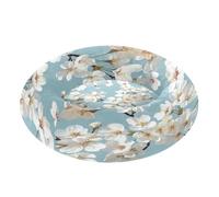 JUMBEAR White Cherry Blossom Tree Calming Dog Cat Donut Bed -Plush Puppy Kitten Cuddler Round Bed, Warm and Soft Pet Beds with Non-Slip Bottom and Washable-M