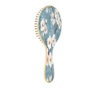 JUMBEAR White Cherry-blossoms Hair Brush,Massaging Scalp Wooden Bamboo Paddle Hairbrush for All Hairstyles,Reducing Tangle & Hair Breakage, Promoting Hair Growth