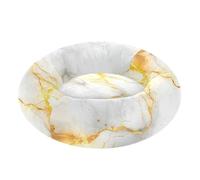 JUMBEAR White Gold Marble Texture Calming Dog Cat Donut Bed -Plush Puppy Kitten Cuddler Round Bed, Warm and Soft Pet Beds with Non-Slip Bottom and Washable-M
