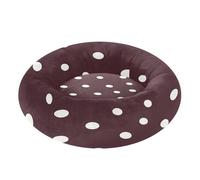 JUMBEAR White Polka Dot Chestnut Background Calming Dog Cat Donut Bed -Plush Puppy Kitten Cuddler Round Bed, Warm and Soft Pet Beds with Non-Slip Bottom and Washable-S