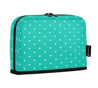JUMBEAR White Polka Dots with Teal Background Pencil Case,Large Capacity Pen Case Bag Pouch Holder Stationery Desk Organizer Cosmetic Bag with Zipper for School Office Travel