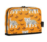JUMBEAR White Tiger Cubs with Blue Eyes Pencil Case,Large Capacity Pen Case Bag Pouch Holder Stationery Desk Organizer Cosmetic Bag with Zipper for School Office Travel