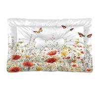 JUMBEAR Wildflowers and Butterflies Pet Bed,Non Slip Bottom Dog Crate Mattress Cat Dog Mat,Soft Comfortable Pet Cat Beds for Cats and Dogs Sleeping 24x18in