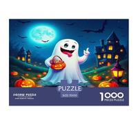 Jumbie Pumpkins 1000 Pc Puzzle for Adults & Kids | Detailed - Ghost Pumpkin Haunted Town Cute Spooky Recycled Paper Educational Game Challenge70x50cm/1000pcs