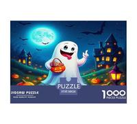 Jumbie Pumpkins 1000 Pc Recycled Paper Adult Jigsaws - Ghost Pumpkin Haunted Town Cute Spooky Challenging Puzzles, for Men And Women Great Gift Idea38x26cm/1000pcs