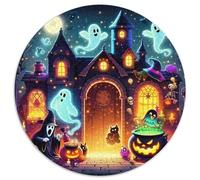 Jumbie Pumpkins 1000 Piece Circular Jigsaw Puzzle Halloween All Ages Suitable Stress Relief Puzzle Educational Learning Through Play Home Decor 1000pcs (67.5x67.5cm)